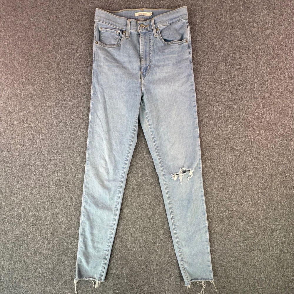Levis Jeans Womens 27 Mile High Super Skinny Light Blue Distressed Raw Hem
